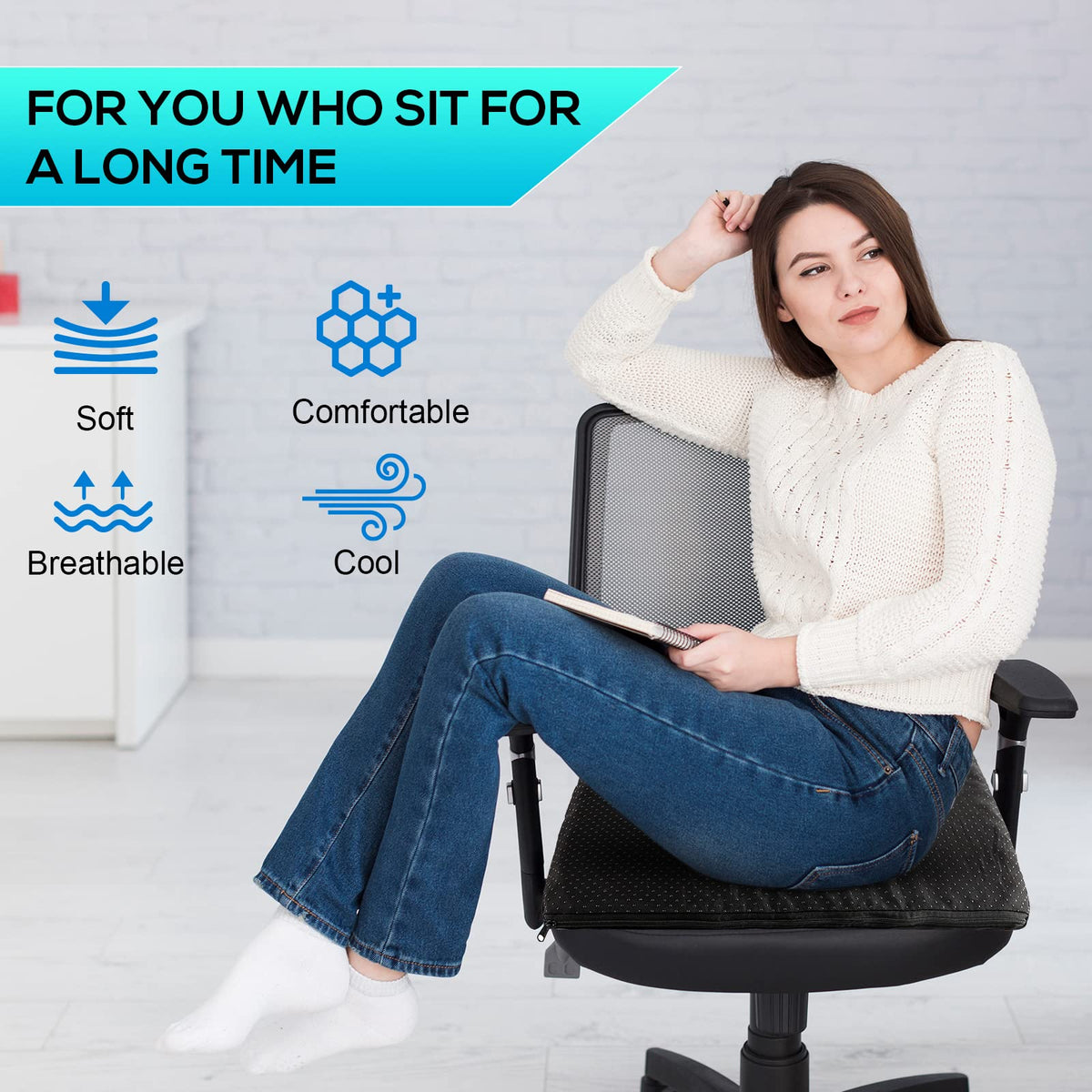 Gel Seat Cushion for Long Sitting, Relieving Back coccyx Pain Pressure - image 2