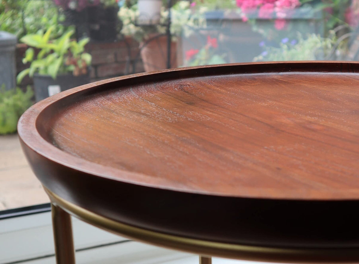 ASPECT Delphyne Wooden Round Nest Of 2 Tables With Metal Legs Brown/Gold - image 4