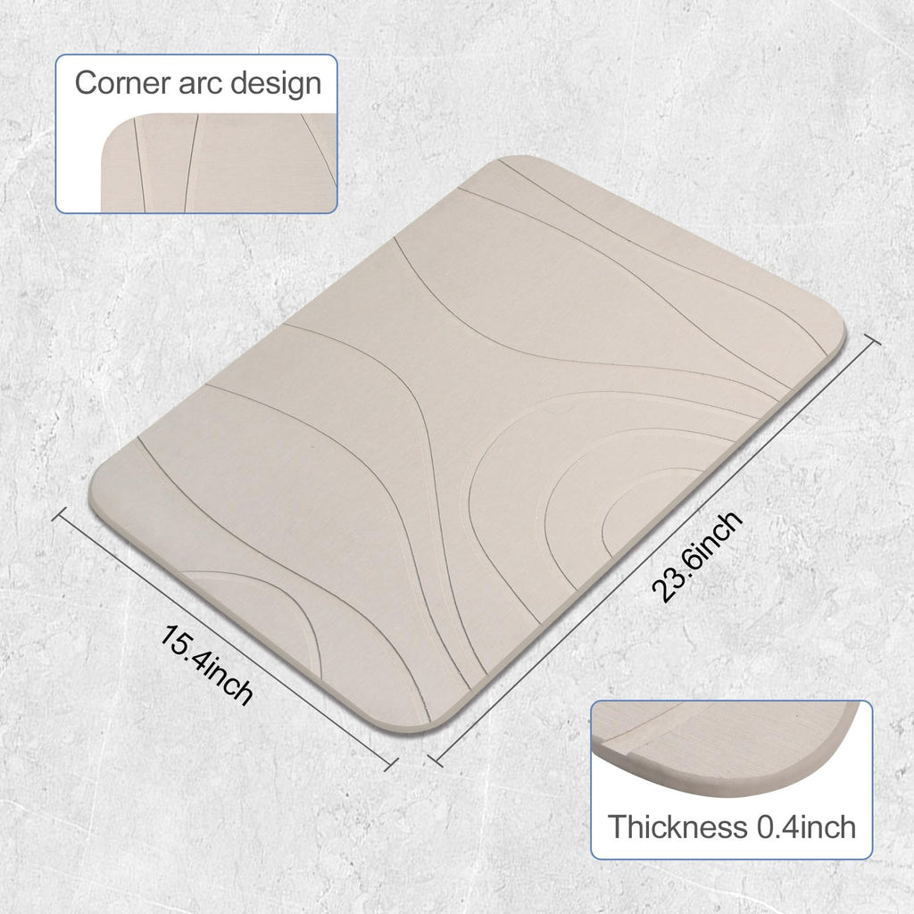 HUMIGA Diatomaceous Earth Stone Bath Mat - 2 Pack Non-Slip Greyish White