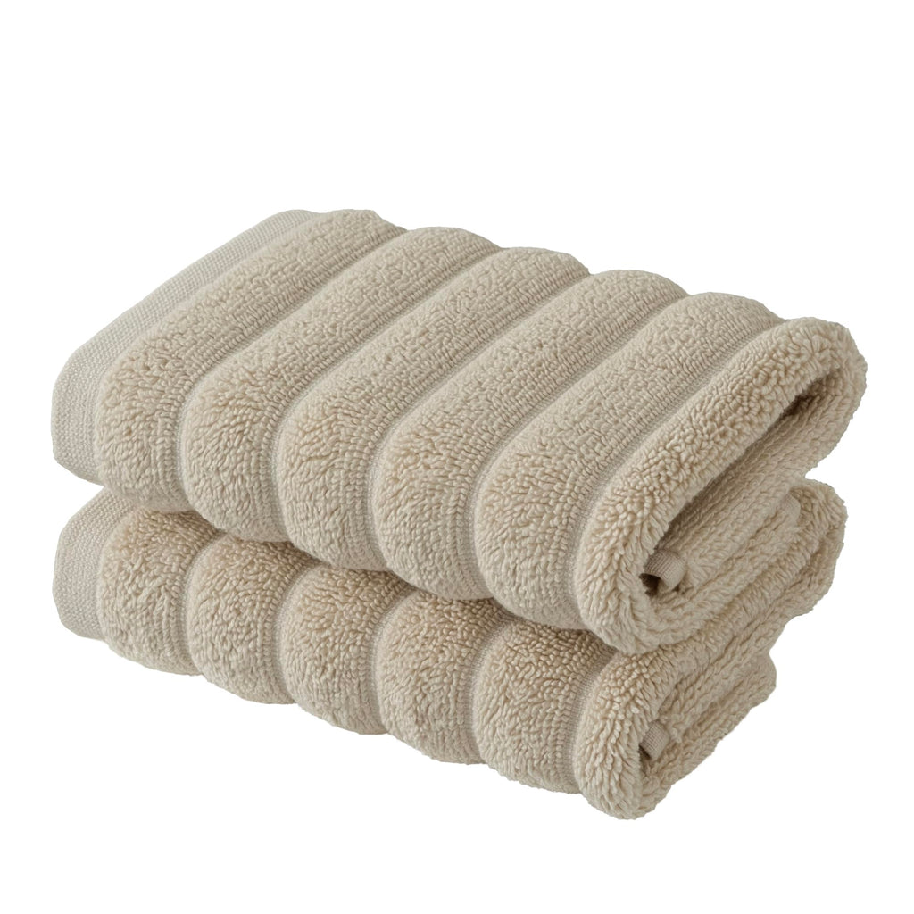 BERIBO Cloud Turkish Towel Set 100% Cotton 620gsm Sandstone, 2 Face Flannels