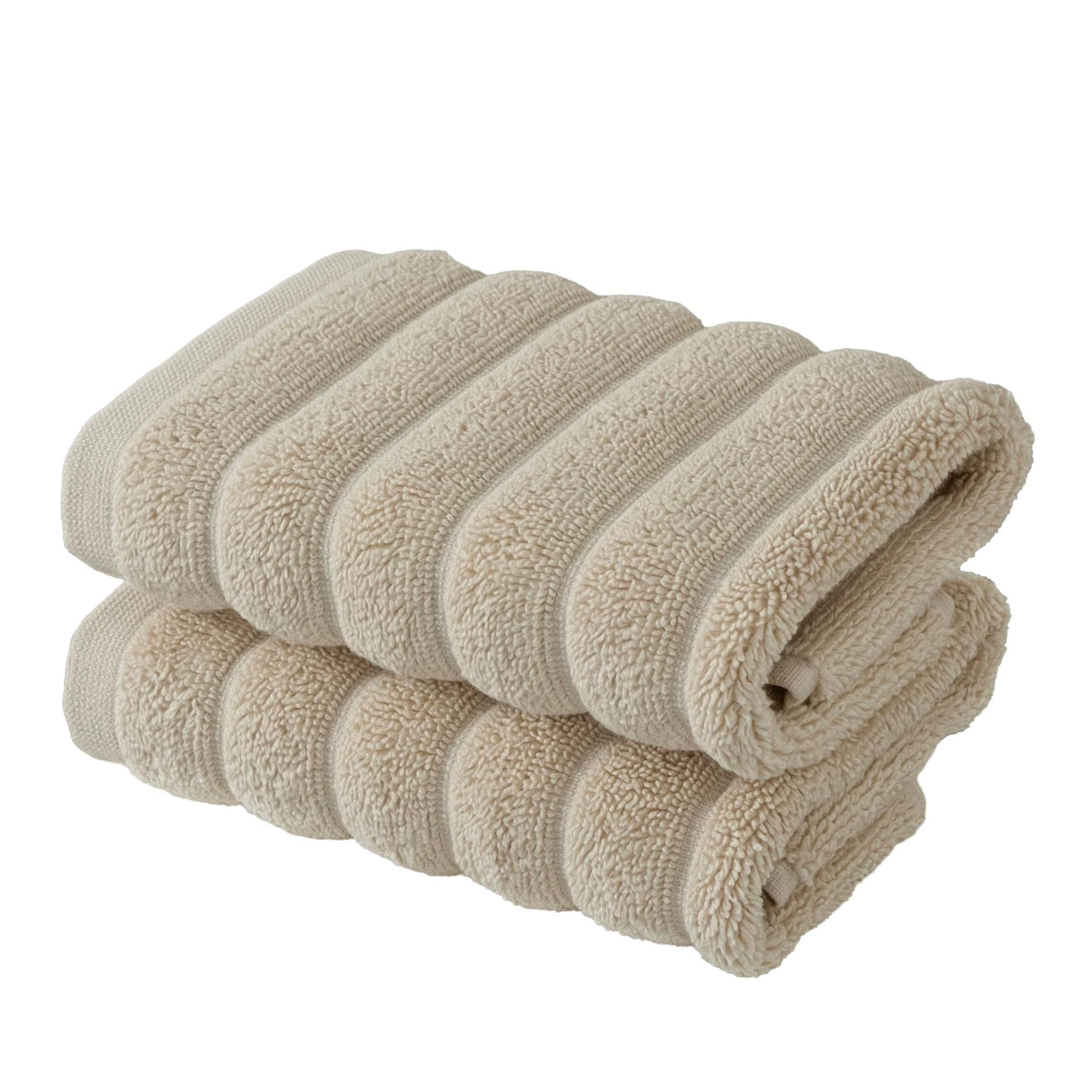 BERIBO Cloud Turkish Towel Set 100% Cotton 620gsm Sandstone, 2 Face Flannels