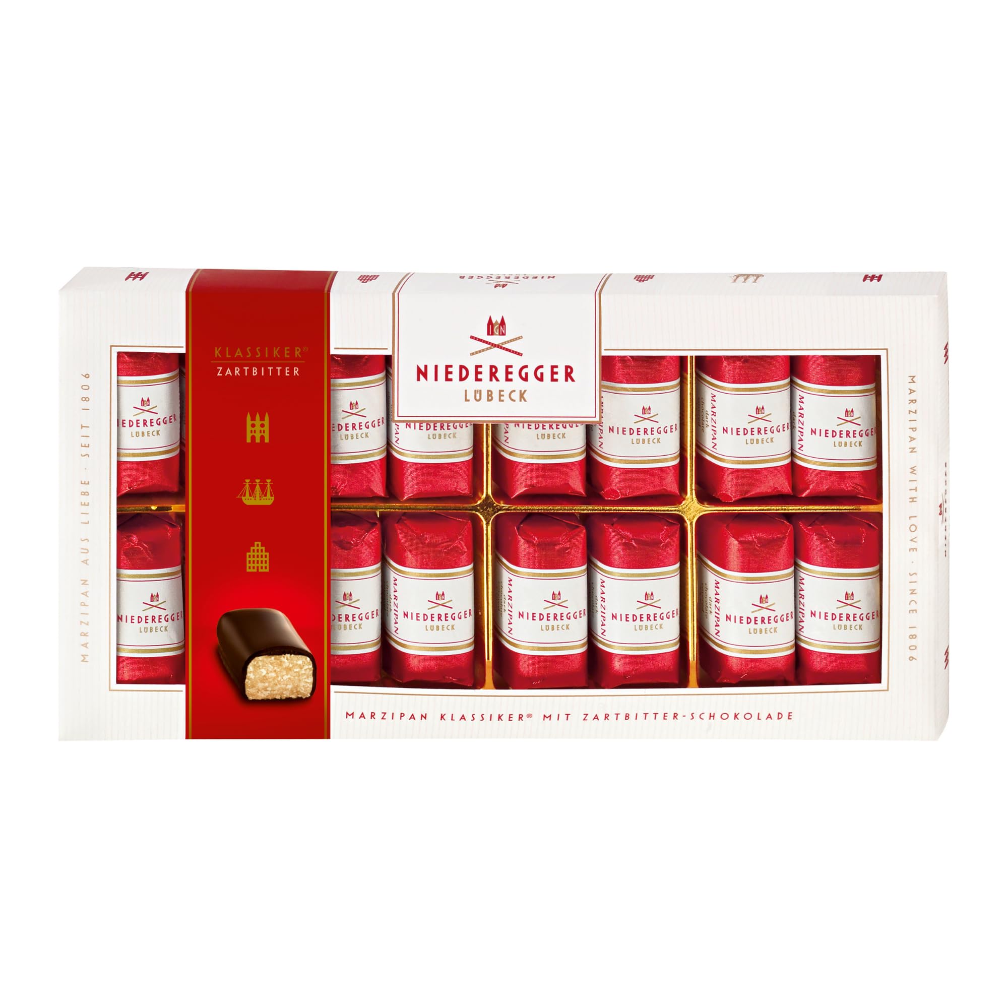 Niederegger Marzipan Classic Dark Chocolate Mini Loaves – 200g Box