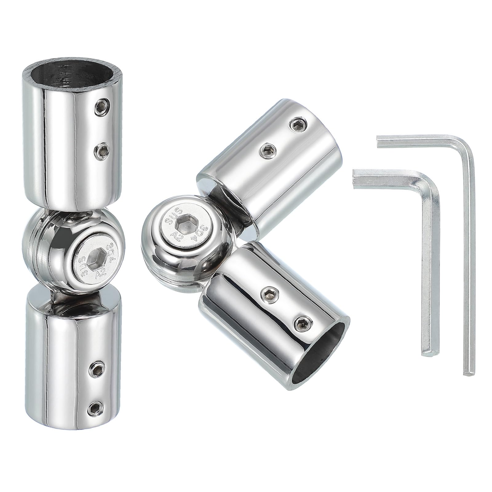 PATIKIL Adjustable Curtain Rod Corner Connector | 3/4 Inch Stainless Steel
