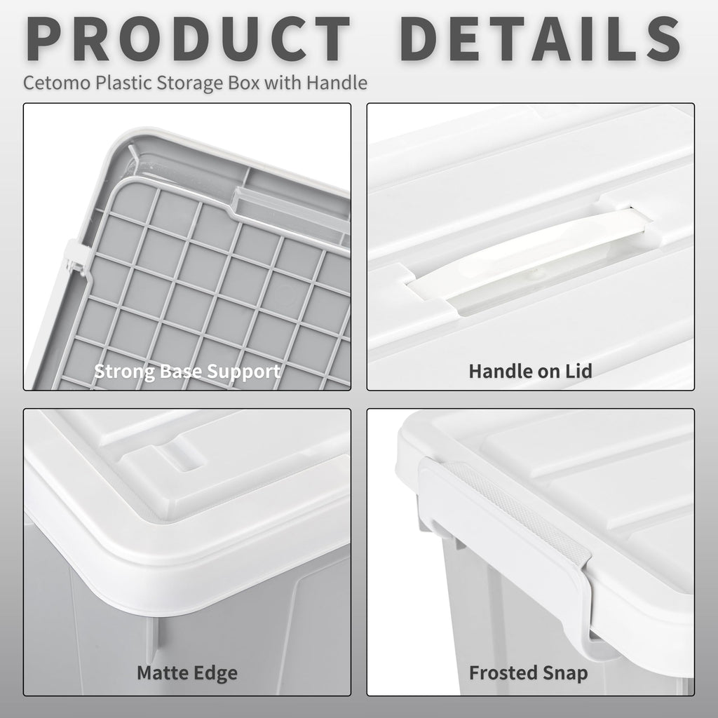Cetomo 15L*6 Storage Boxes, Carry Plastic Storage Box with Lids, Organizing Container with Handle and Secure Latching Buckles, Stackable, Nestable - image 2