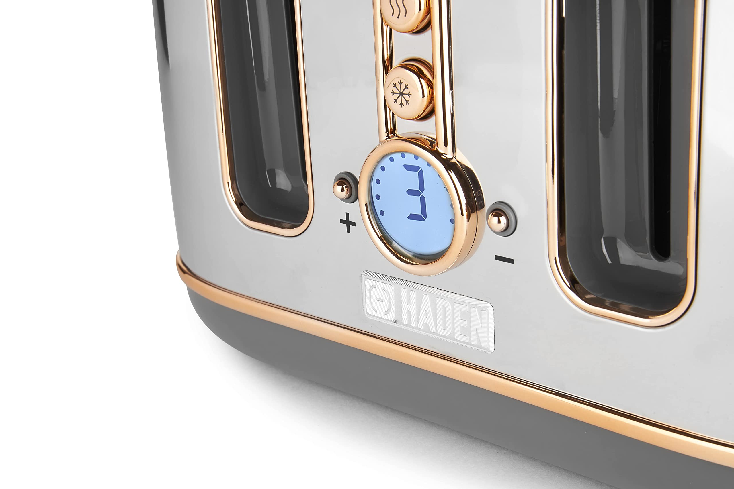 Haden Dorchester 4 Slice Digital Toaster – Chrome & Rose Gold Finish