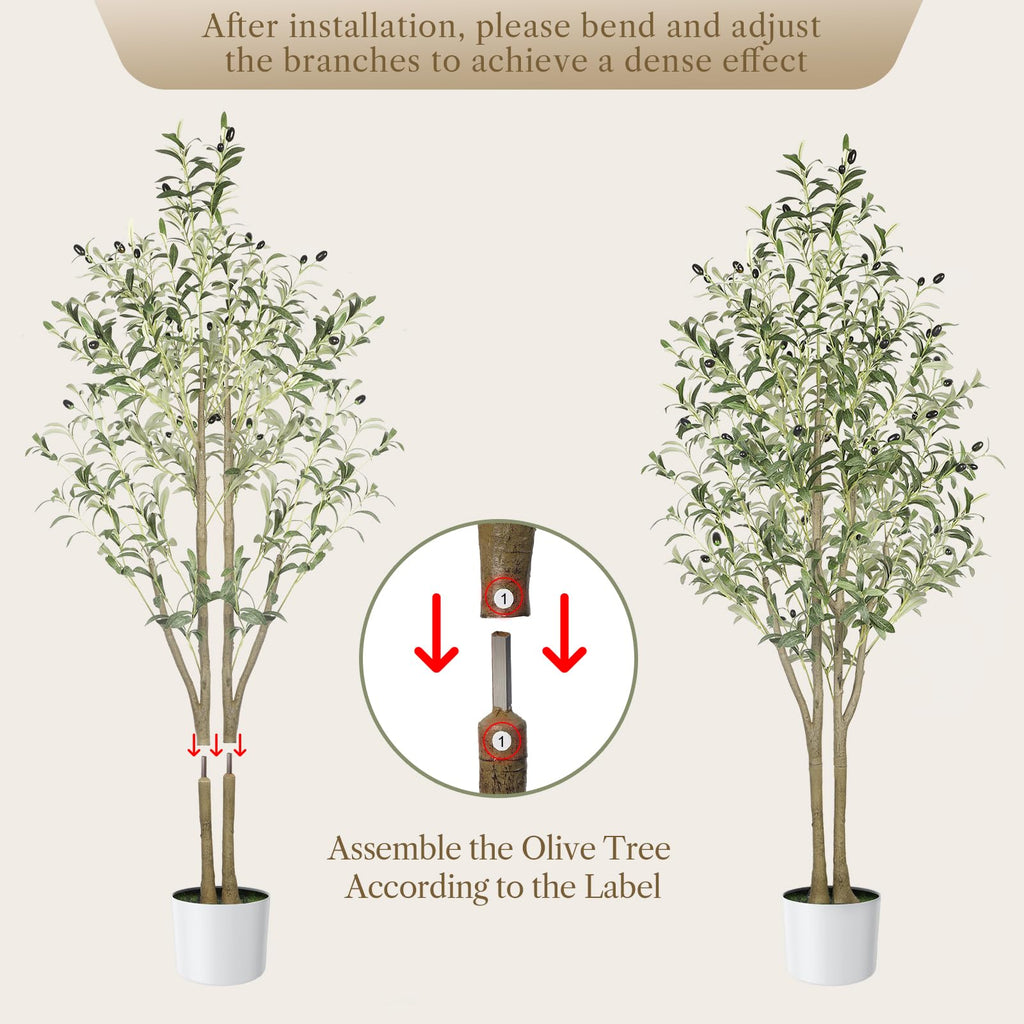 Alupssuc 5FT Artificial Olive Tree | Faux Potted Plant with Wood Trunk