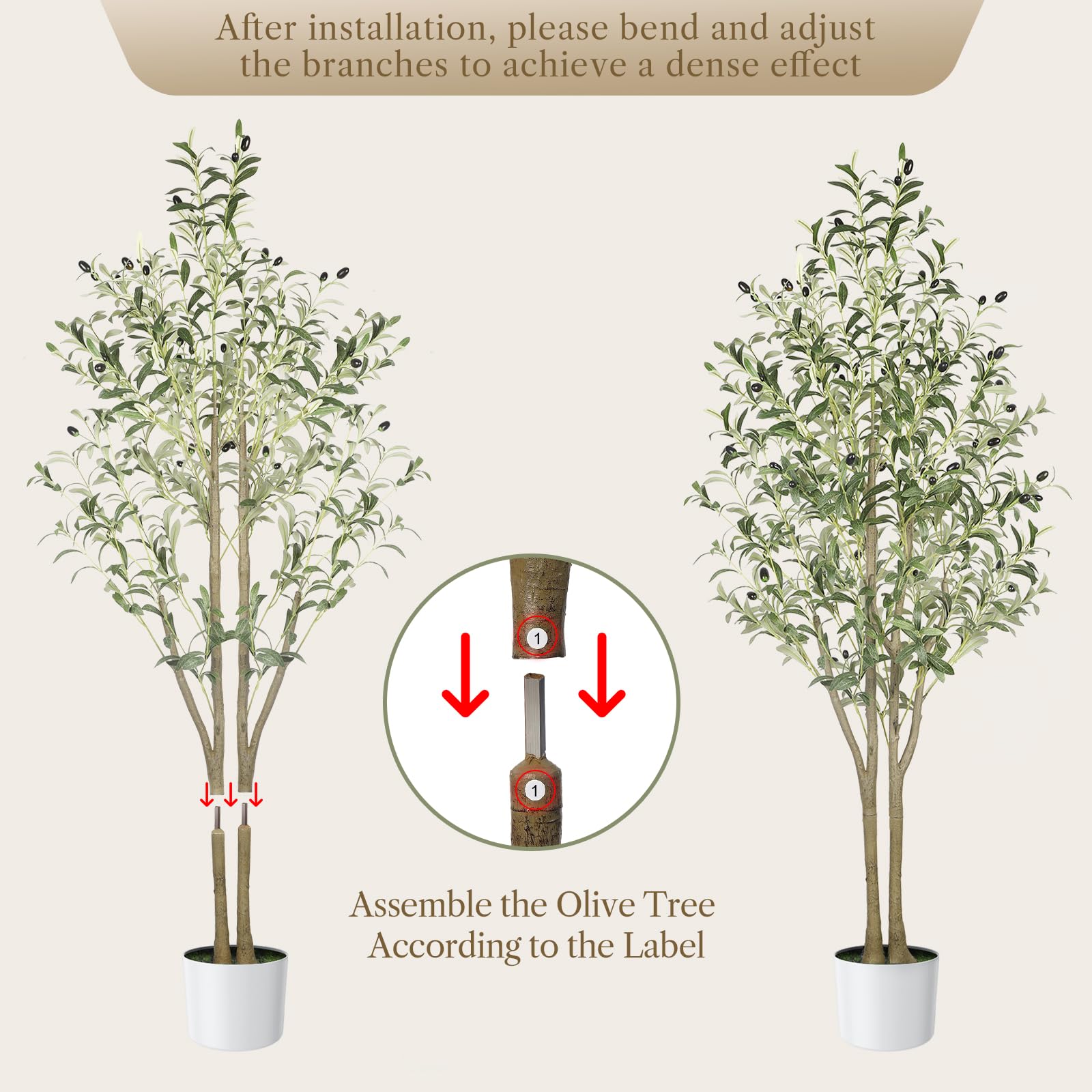 Alupssuc 5FT Artificial Olive Tree | Faux Potted Plant with Wood Trunk
