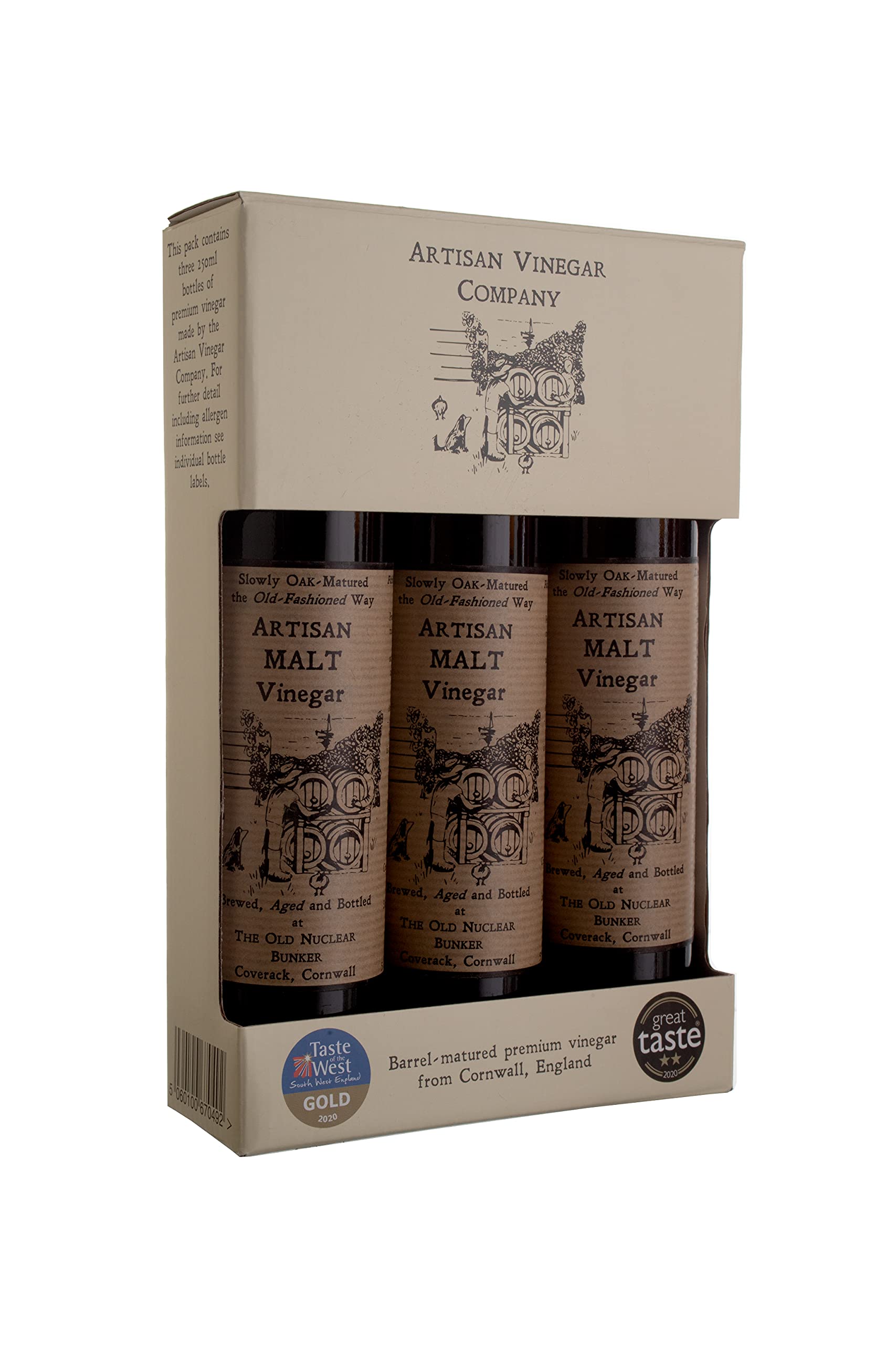 Artisan Malt Vinegar – Gourmet Cooking Vinegar, 3 x 250ml