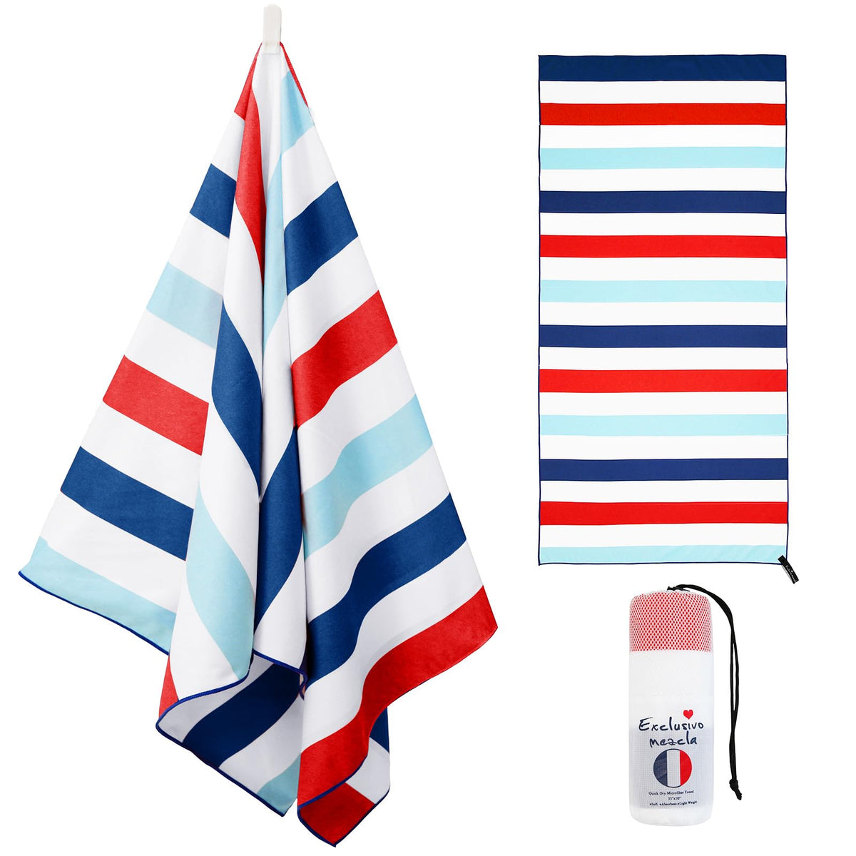 Exclusivo Mezcla Large Microfiber Quick Dry Beach Pool Towel, 152x76 cm - image 1