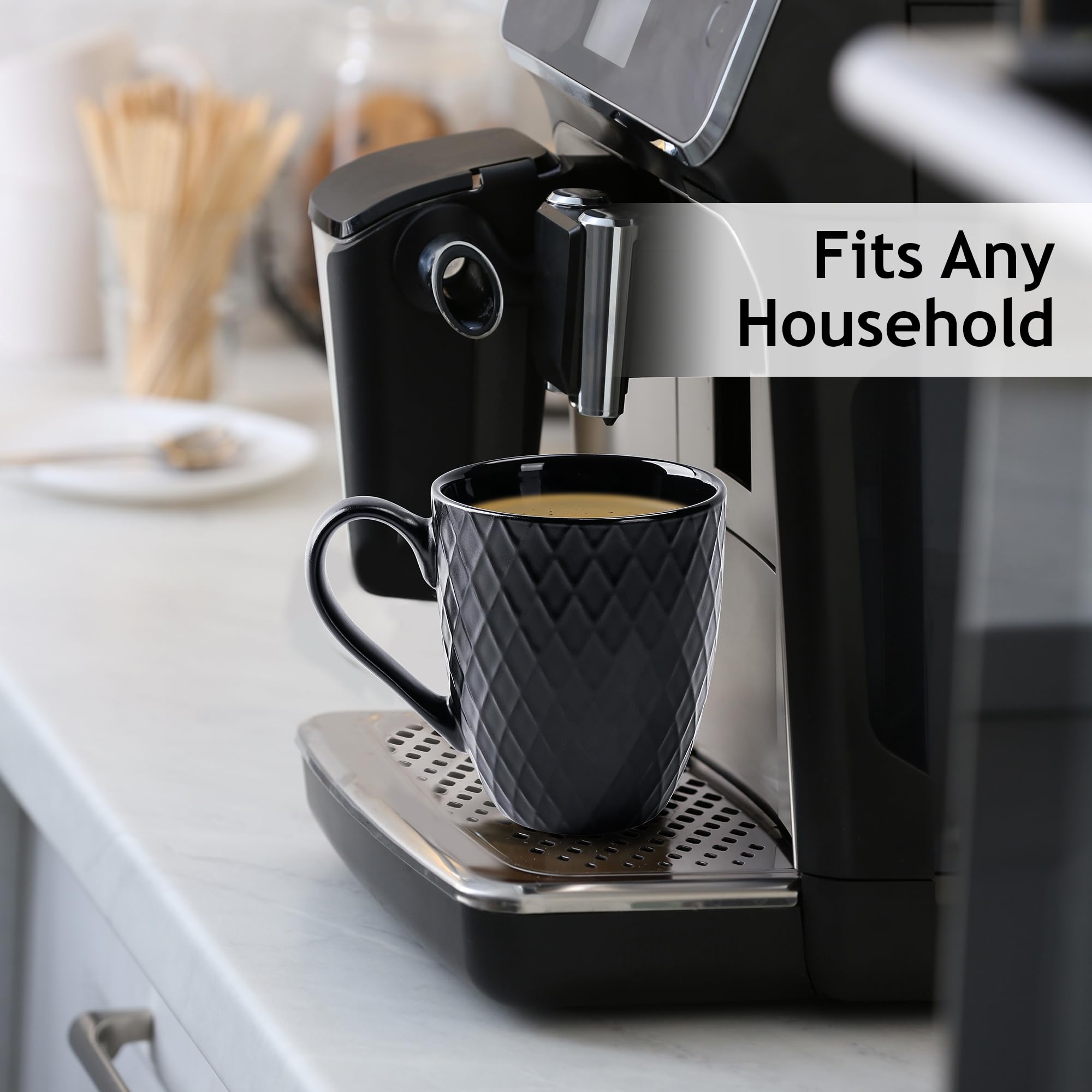 MIAMIO 6-Piece Coffee Mug Set – 400ml Matte Ceramic Large Cups, Black