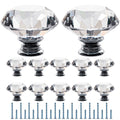 Furniware Clear Crystal Door Knobs | 12 Pcs 50mm Diamond Glass Handles