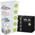 SmartStore - 10x Plastic Storage Box with Lid 3L 21x17x15cm |Plastic Storage Drawers with Lid|Food-Safe Material|Kitchen &