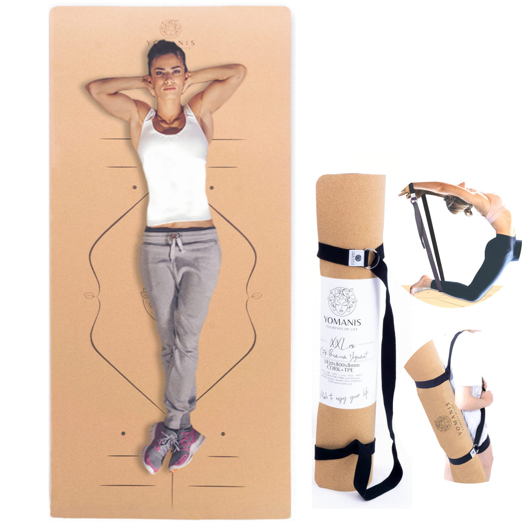 YOMANIS XXLux Cork Yoga Mat | Extra Wide 80cm & 8mm Thick Non-Slip