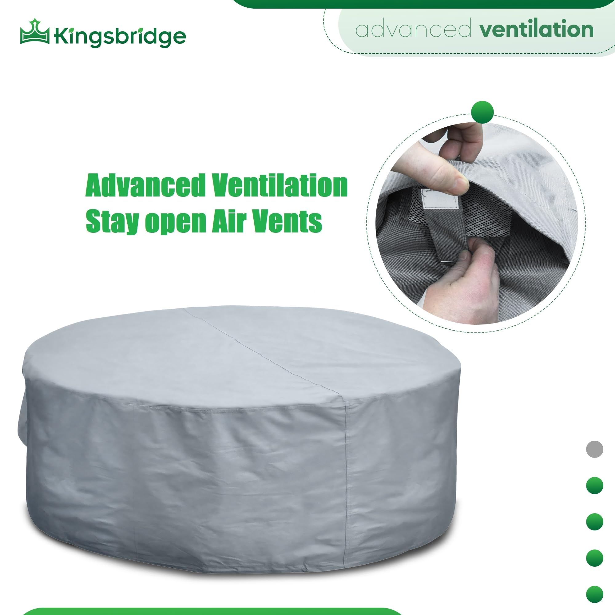 Kingsbridge Grey 600D Waterproof Round Patio Table Cover (220x80cm)