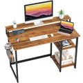 GreenForest 100cm Computer Desk with Monitor Stand & Storage Shelves