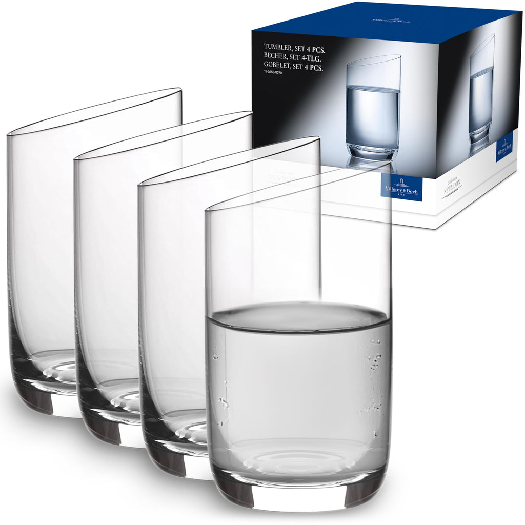 Villeroy & Boch NewMoon Tumbler Set | 4-Piece Crystal Glass Water Glasses