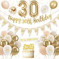 Jolof Store 30th Birthday Decorations Set - Sand White & Gold Party Kit