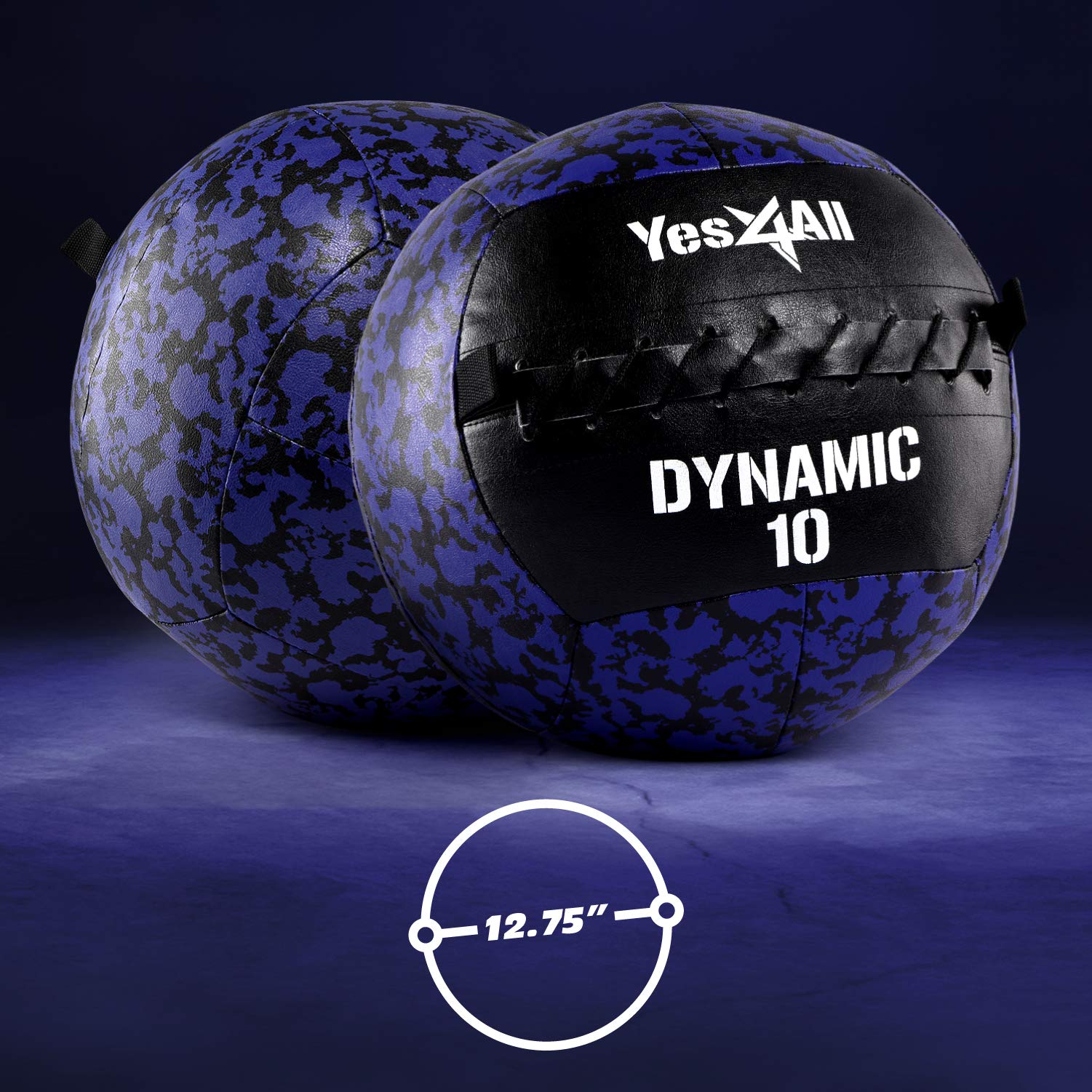 Yes4All 4.5 kg Dynamic Wall Ball - Soft Medicine Ball, Camuflaje Azul
