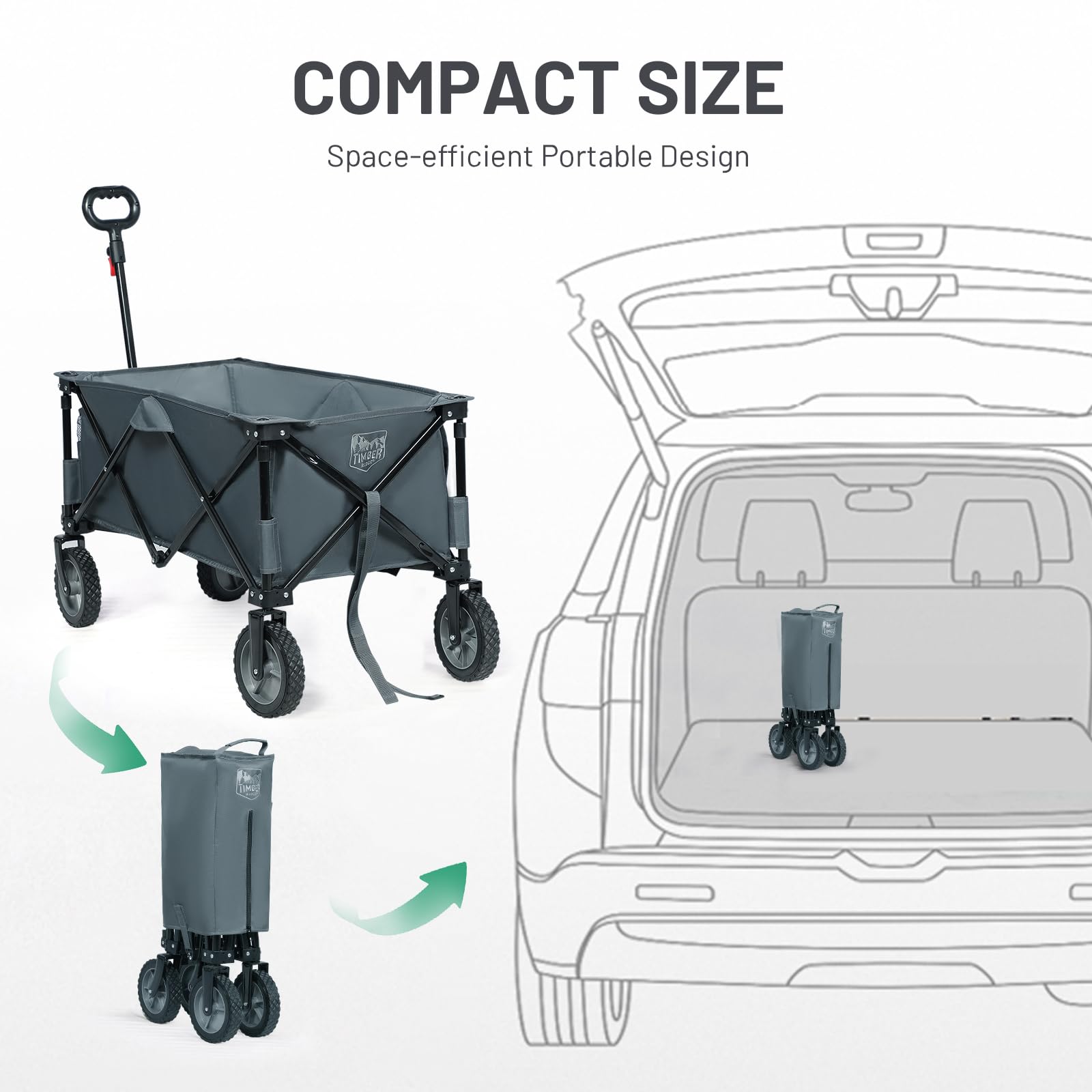 Timber Ridge 135L Collapsible Wagon – Heavy Duty Outdoor Camping Trolley