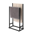 smusei 2-Tier Metal Towel Stand – Freestanding Bathroom Rack, Black