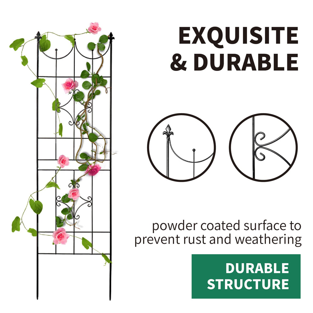SCENDOR Rustproof Metal Garden Trellis – 70" x 20" Climbing Plant Support