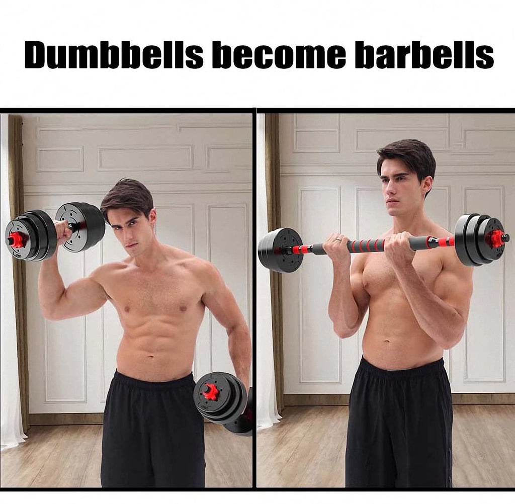 BCBIG 15KG Adjustable Dumbbells & Barbell Set – 2-in-1 Home Gym Weights