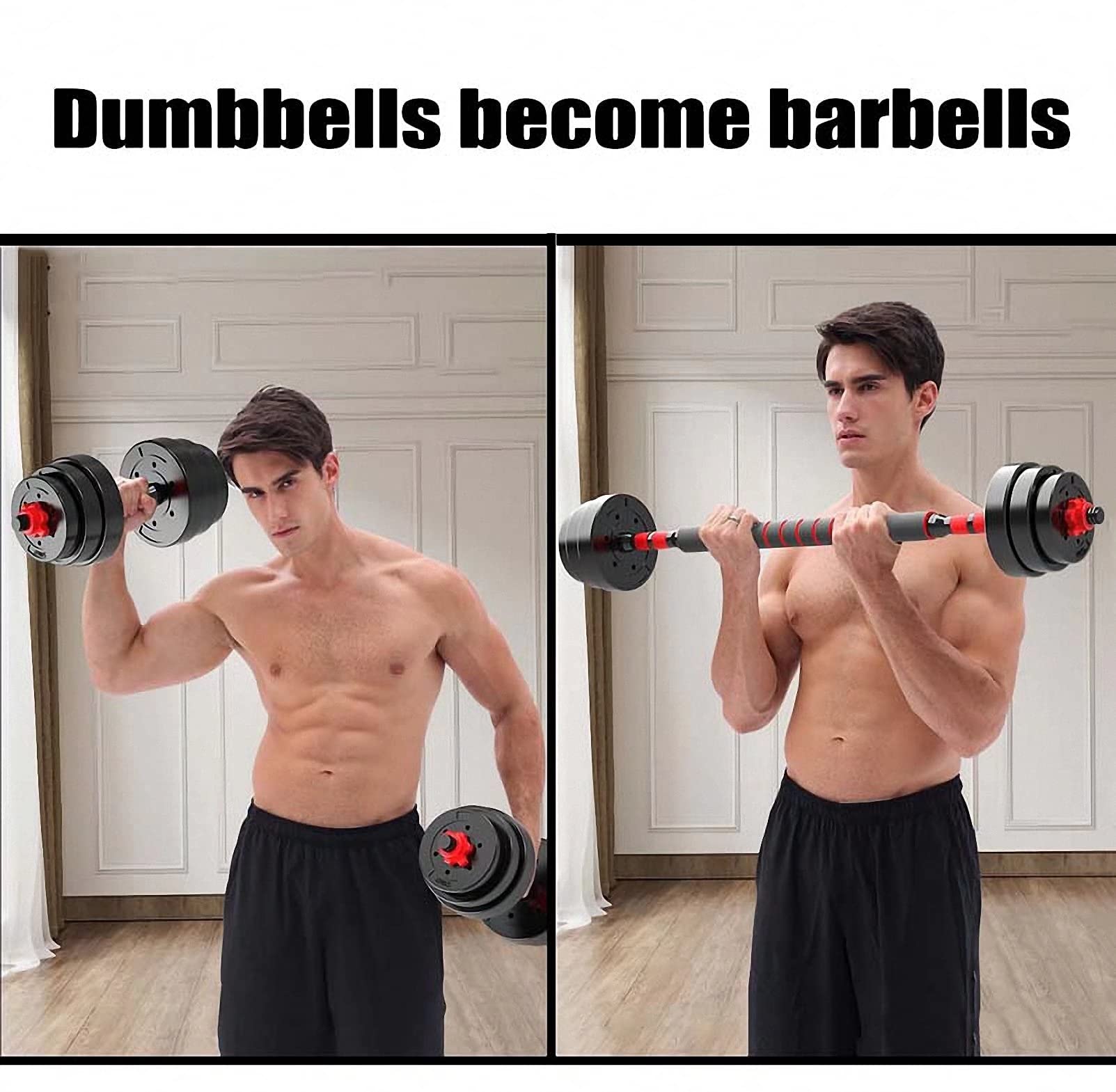 BCBIG 15KG Adjustable Dumbbells & Barbell Set – 2-in-1 Home Gym Weights