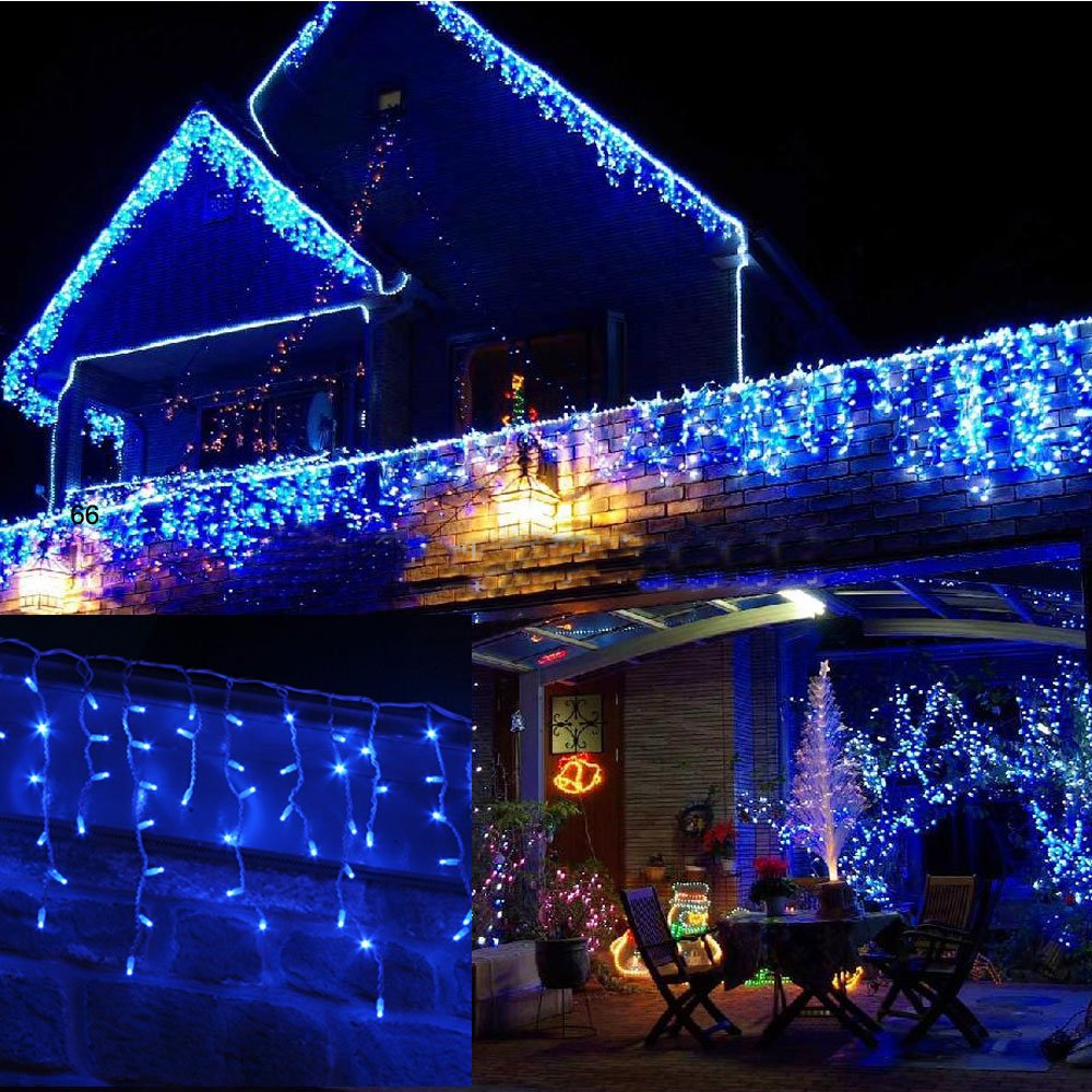 Jolof Store Blue Icicle Christmas Lights – 400 LED Waterproof 10M Fairy Lights