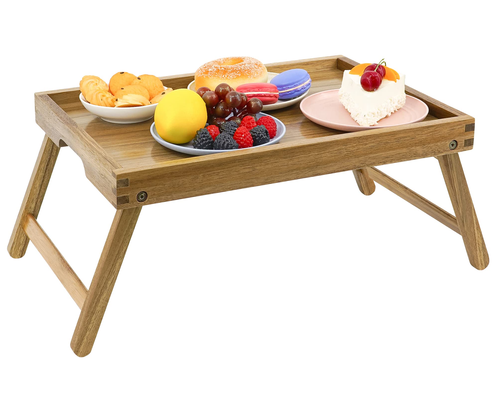 VaeFae Acacia Wood Bed Tray - Folding Breakfast Table and Laptop Desk