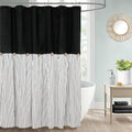 DOSLY IDÉES Farmhouse Shower Curtain | Linen Cotton Black Stripes
