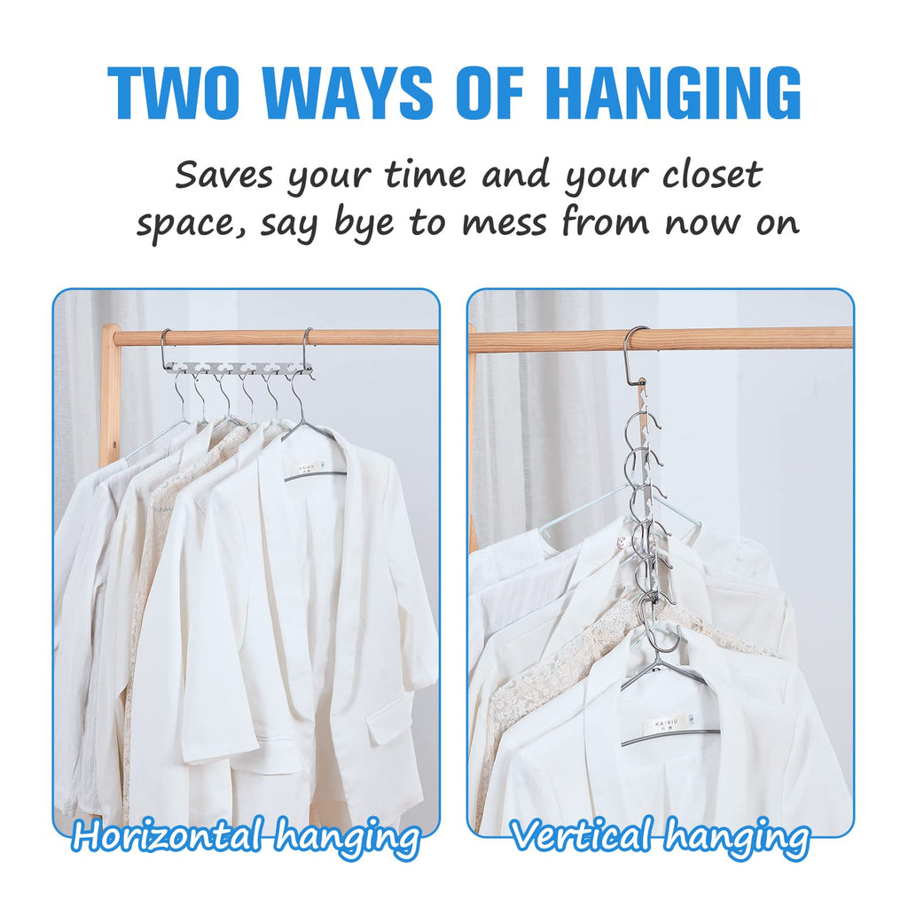 RAINBERG 10 Pack Metal Magic Hangers Space Saving Hangers Closet Space Saving Wardrobe Clothing Hanger Organizer, Updated Hook Design. 10 - image 5