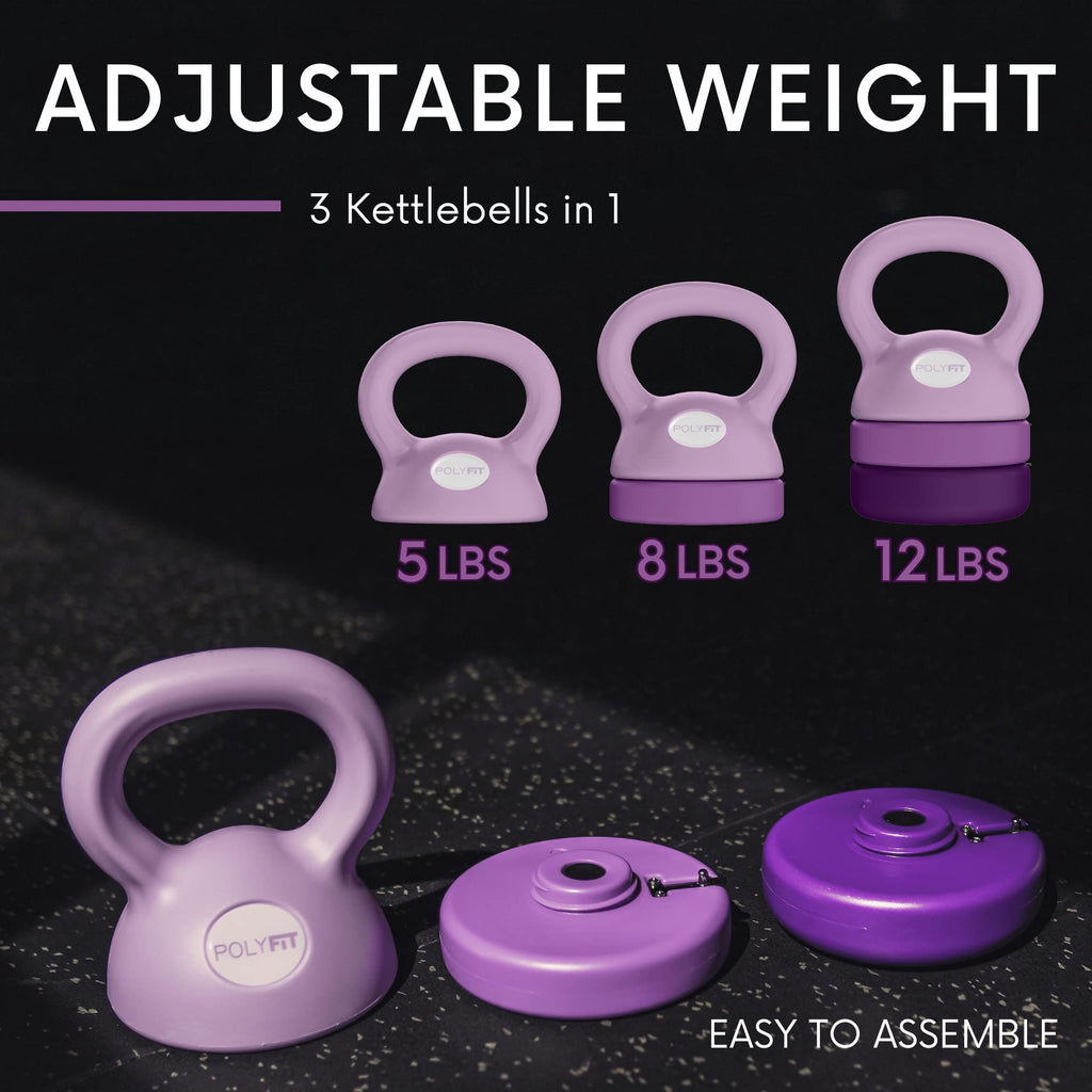 Polyfit Adjustable Kettlebell Set - 5 to 12 lbs Home Gym Strength Training