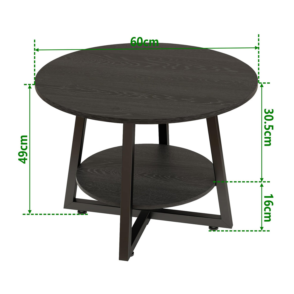 FOUBAM Round Coffee Table with Storage,Metal Small Coffee Table,Black - image 5