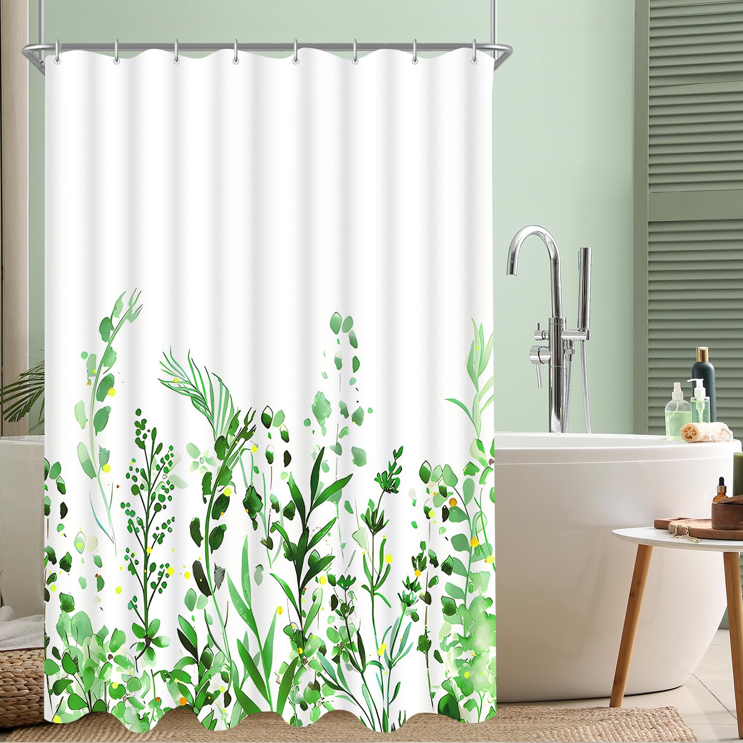 Lerores Floral Shower Curtain – Anti-Mould Weighted Polyester, 100x200cm