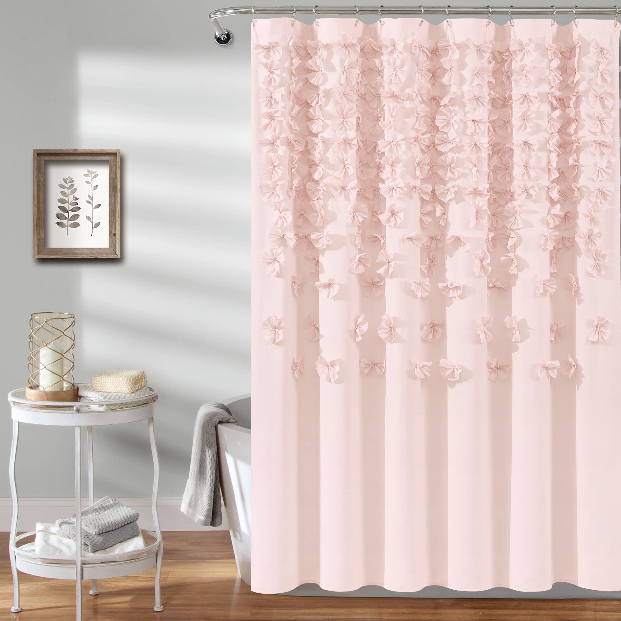 Lush Decor Lucia Floral Shower Curtain – Blush Pink Polyester, 72x72