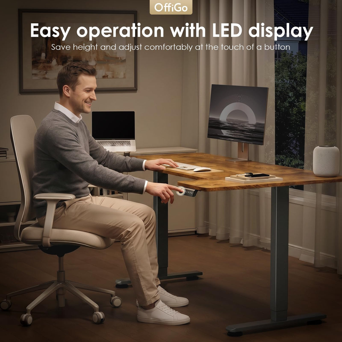 OffiGo Height Adjustable Desk, U Shaped Standing Desk with 3 Memory Presets - image 5