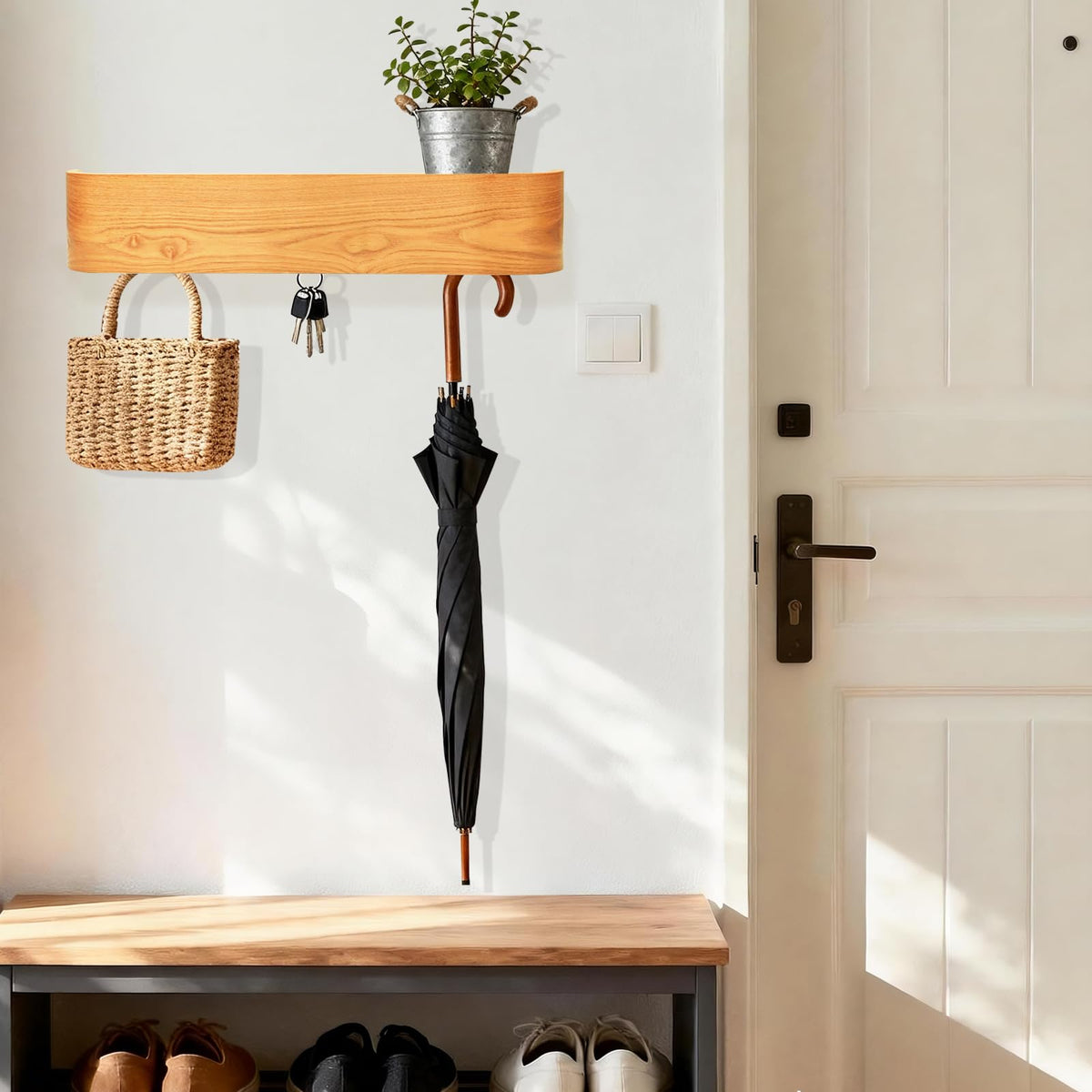 Topfinder Coat Rack with Shelf Wall-Mounted Organizer with 5 Hidden Hooks - image 4