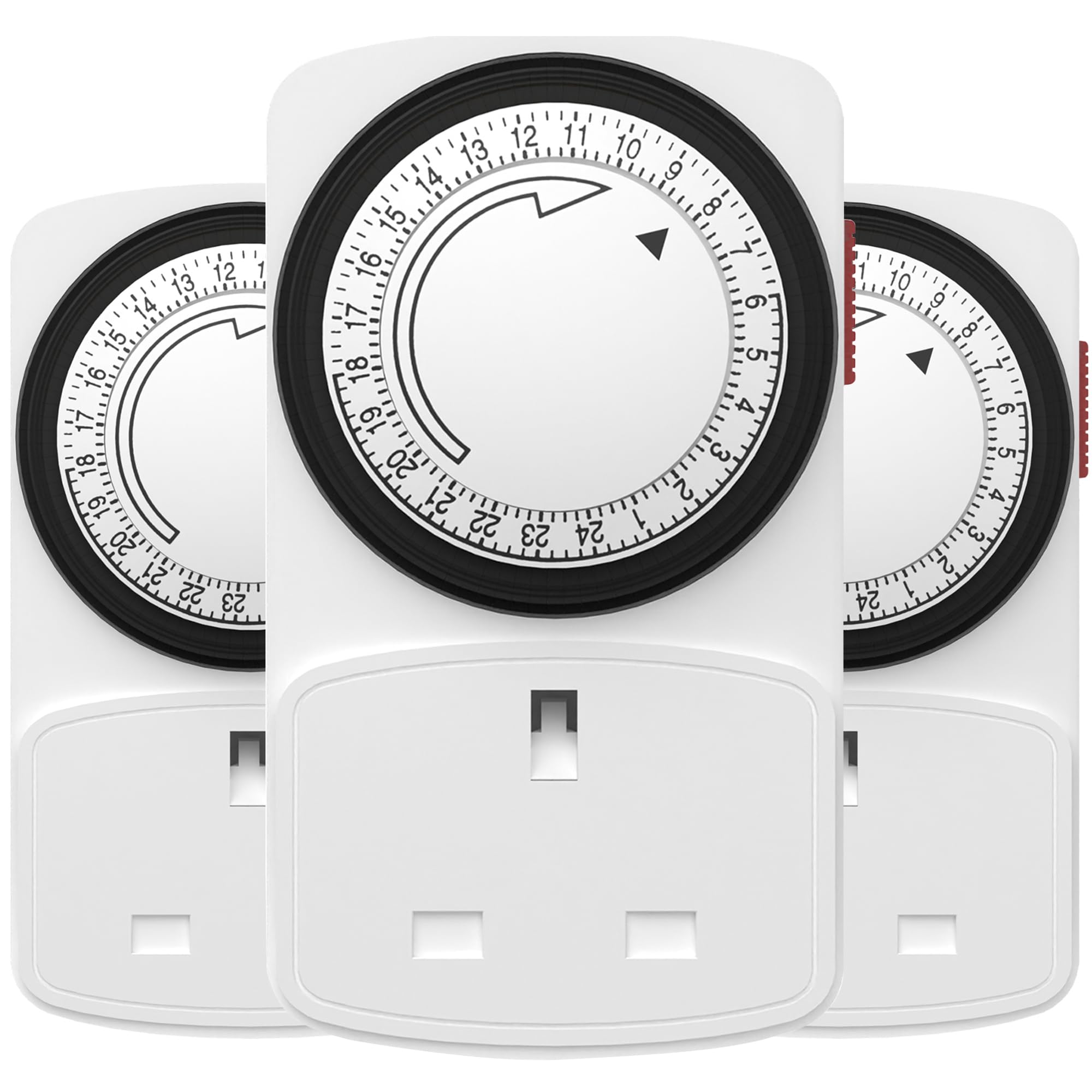 HBN 24-Hour Mechanical Timer Plug Socket for Home Appliances | 3 Pack