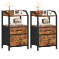 Feonase Set of 2 Bedside Table with 2 Fabric Drawers & Open Shelf - Sturdy Metal Frame Nightstand, Compact End Table for Bedroom, Living Room - image 1