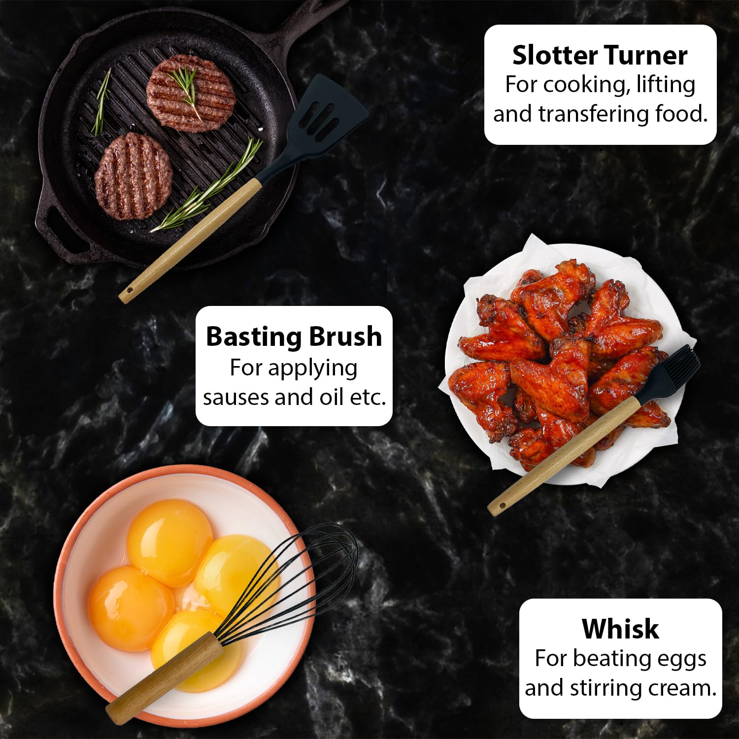 NestBlend 38-Piece Silicone Kitchen Utensils Set with Holder – Black