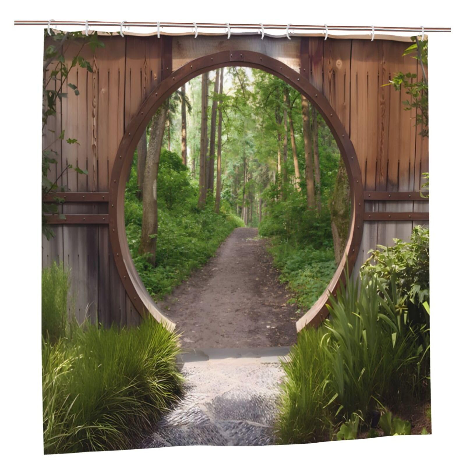 Japanese Garden Shower Curtain – Waterproof Polyester, 71x71