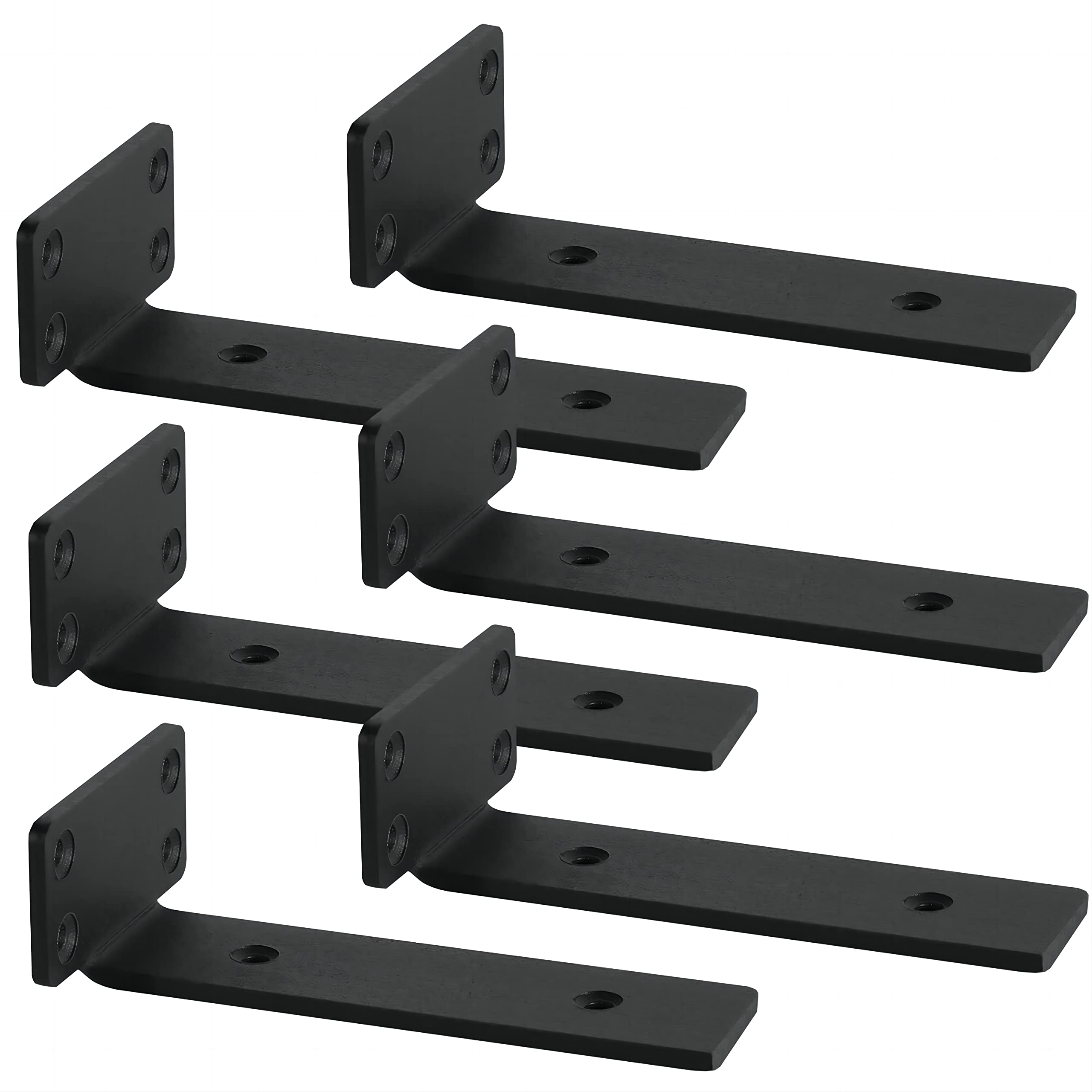 8-Inch Industrial Metal Floating Shelf Brackets, 6-Pack