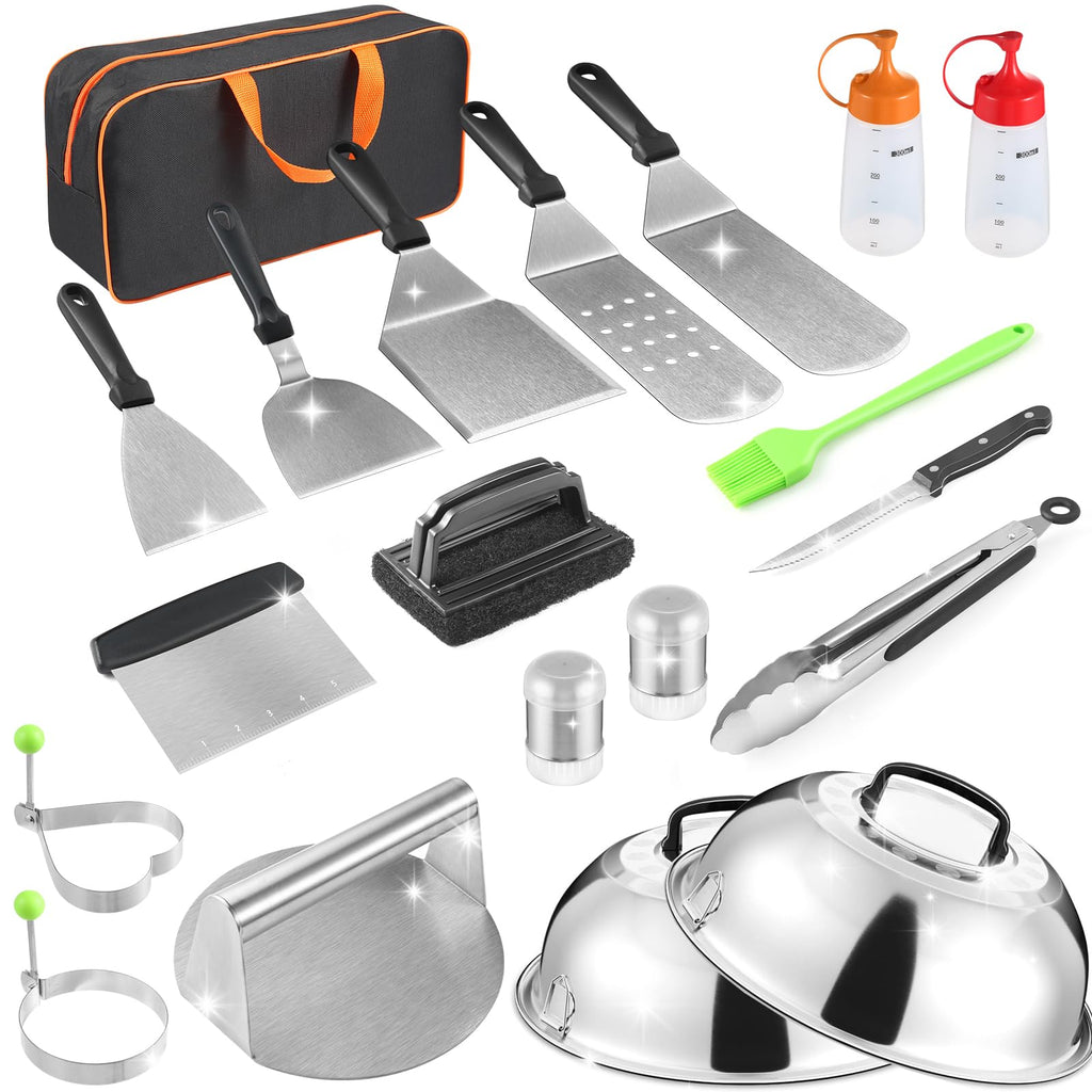 zycBernoi 20-Piece Griddle Accessories Kit – Stainless Steel Flat Top Grill Set