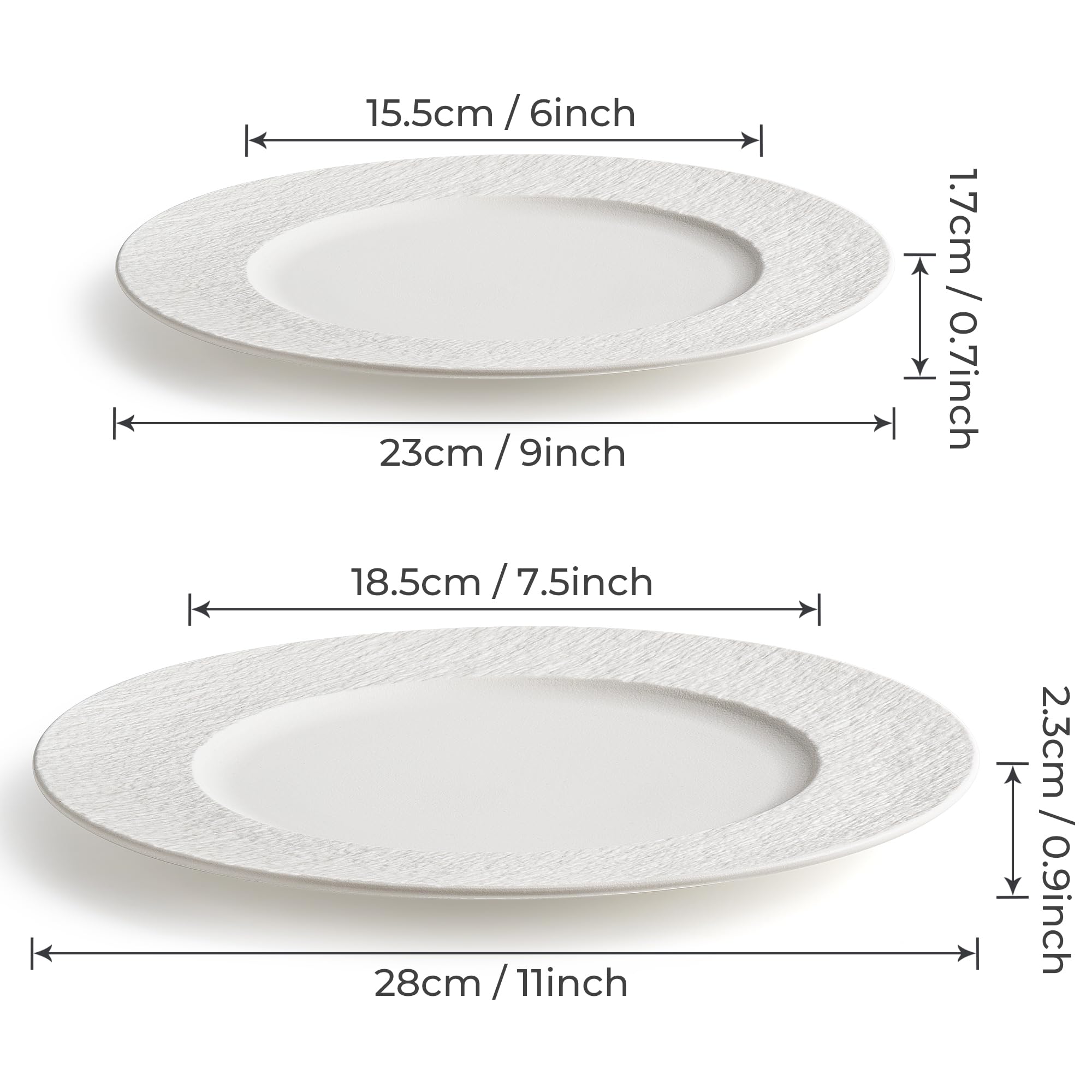 MIAMIO Oasis Ceramic Dinner Plates – 23cm Matte Stoneware Set of 4