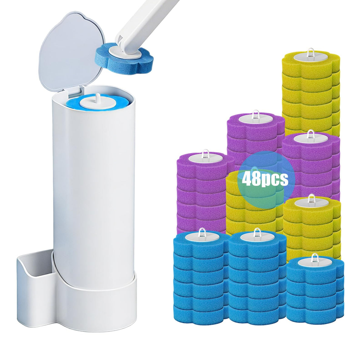 zxevg Disposable Toilet Brush & Holder Set with 48 Refills 1 - image 1