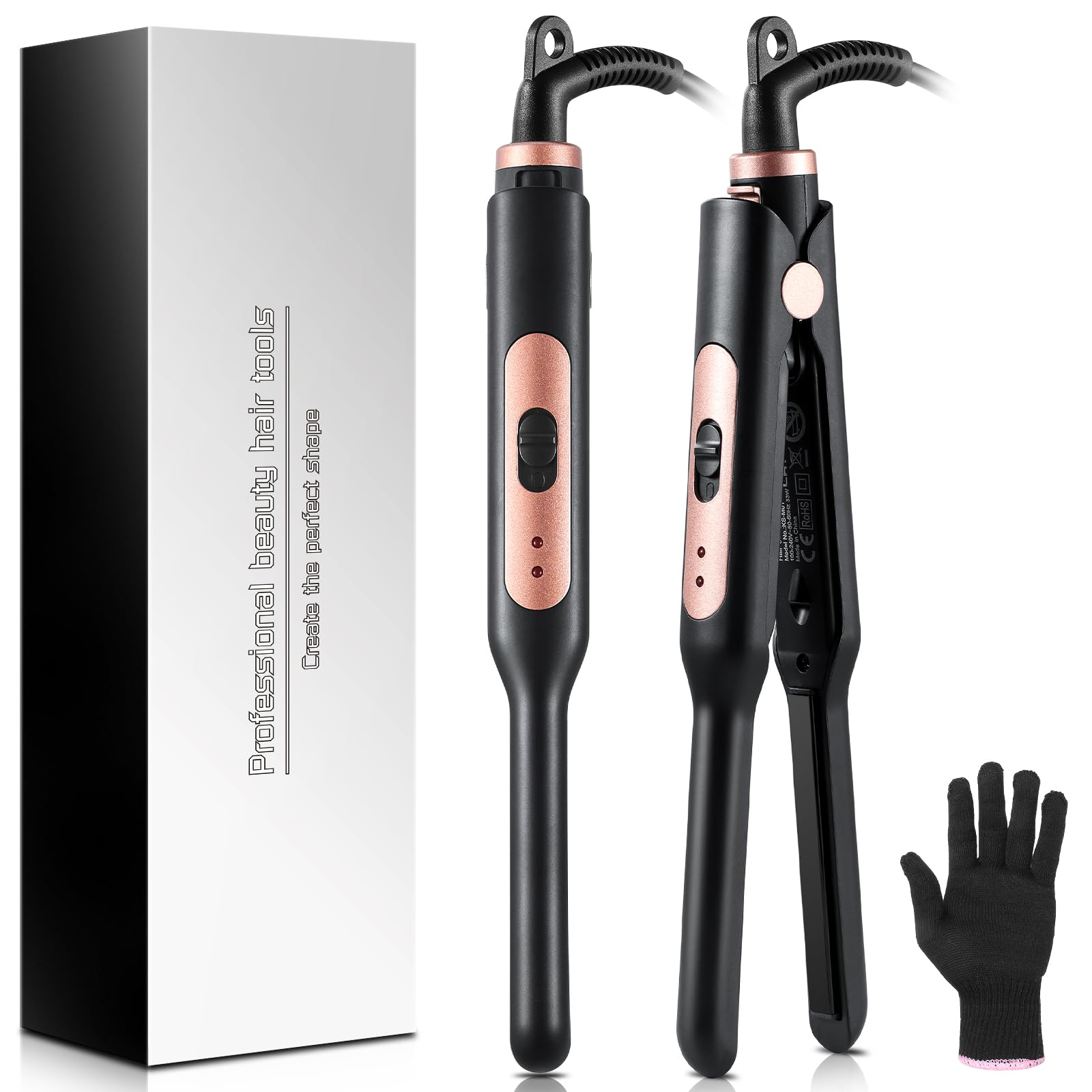 Haglater Mini Pencil Straightener – 2 in 1 Ceramic Iron for Short Hair & Beards