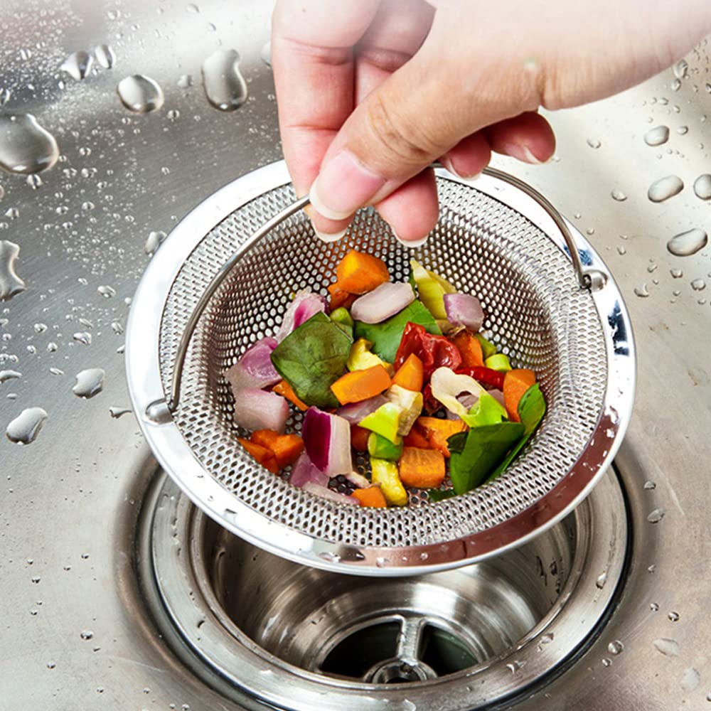 Jolof Store 3-Pack Stainless Steel Kitchen Sink Strainer with Handle