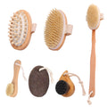 JNUYISW 5-in-1 Back Scrubber & Body Brush Set with Pumice Stone
