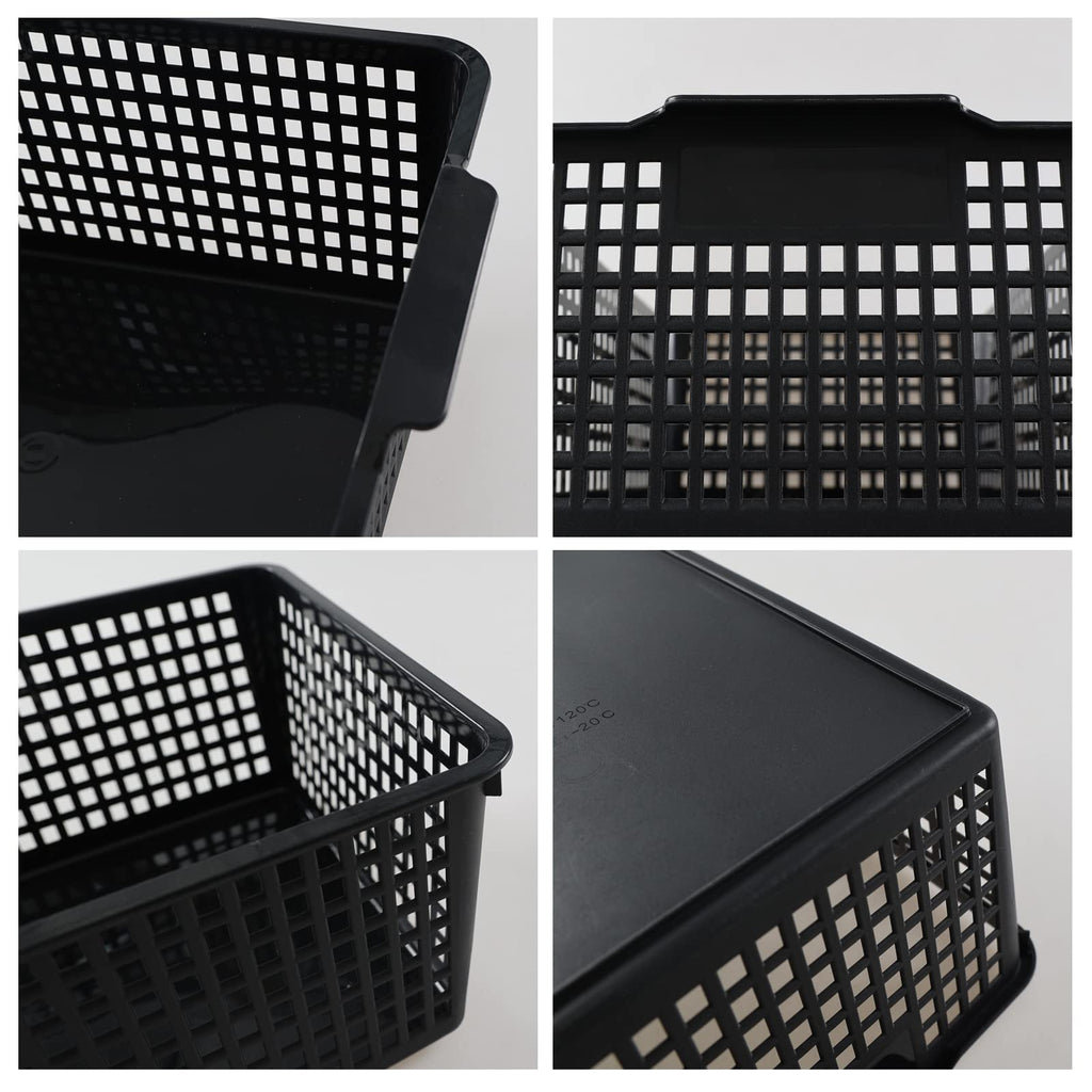 Joyeen Large Stroage Basket, Plastic Kitchen Cupboard Basket Box Set of 4 Black