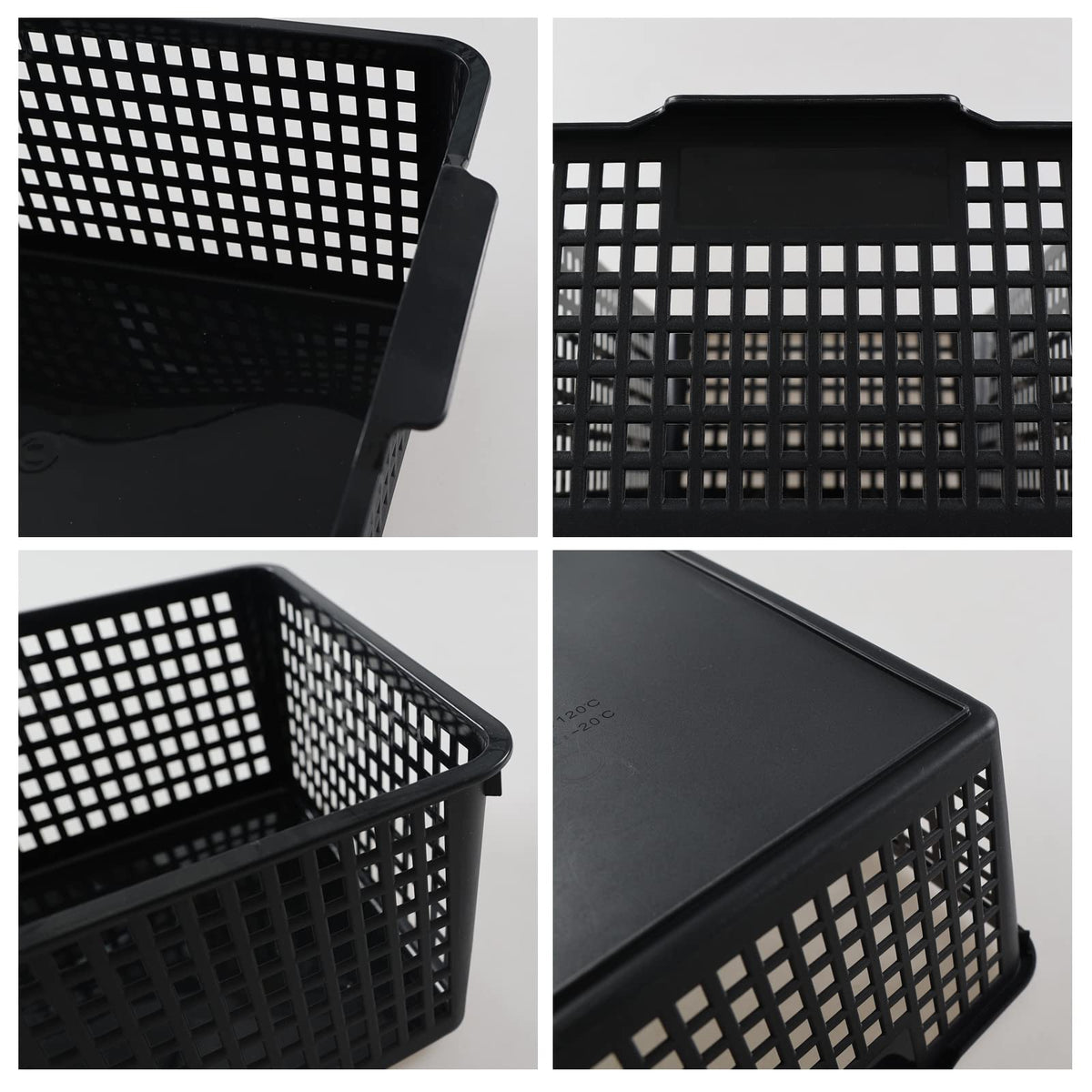 Joyeen Large Stroage Basket, Plastic Kitchen Cupboard Basket Box Set of 4 Black